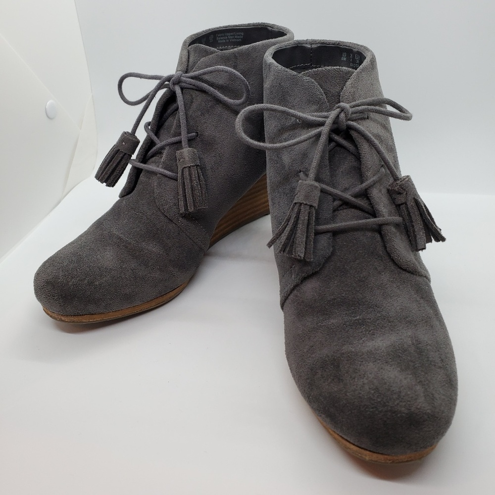 Grey Heeled Ankle Wedges